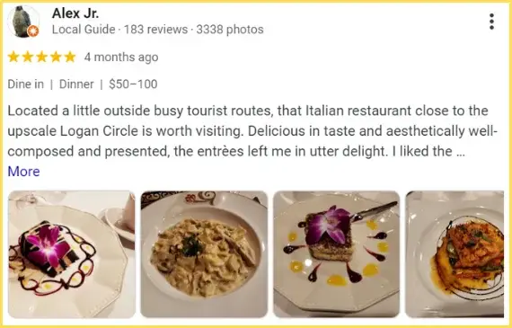 TORTINO Restaurant customer's views