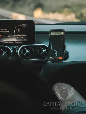 phone holder in luxury and exotic car rental in Washington