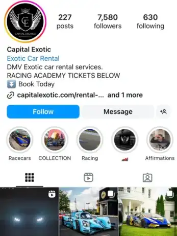 Instagram Social Media Car Rental Business